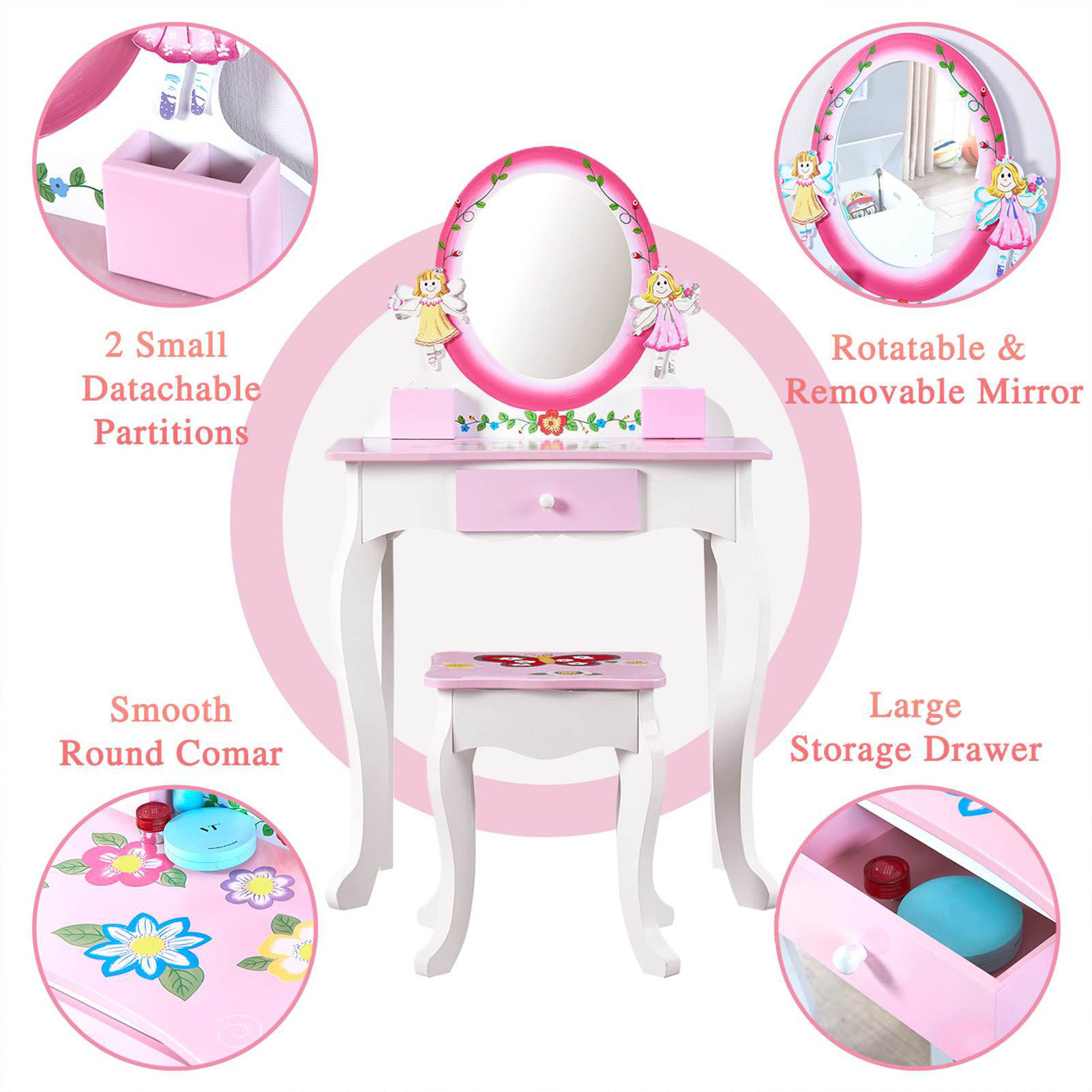 Drewniany toaletka dla dzieci  – Beauty Makeup Desk recenzja i cena